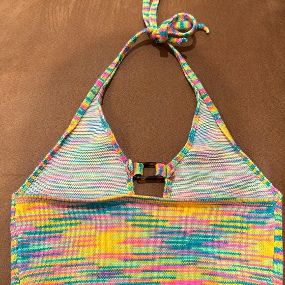 Cropped knitted colorful buckle halter top - Picture 5 of 5